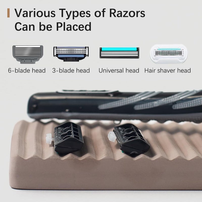NICITY Diatomite Razor Holder for Shower,Water Absorption Fast Drying Natural Diatomite Tray for Razor Soap Shaving Cream Foam Bottle Face Wash (Brown) - Image 3